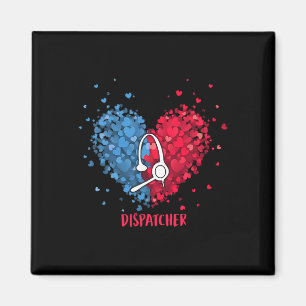 Aimant Rouge Blanc Bleu Patriotique Opératrice 911 Cœur 4