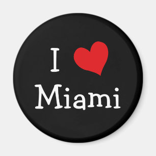 Aimant Rouge, blanc et noir J'aime Miami