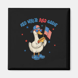 Aimant Rouge Blanc Et Oie Drôle 4 Juillet Patriotique Éta