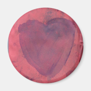 Aimant rouge d'aquarelle de coeur