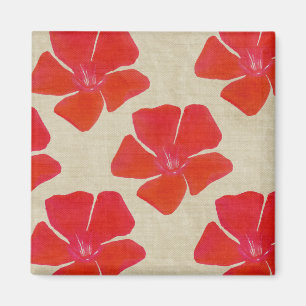 Aimant rouge de motif de fleurs