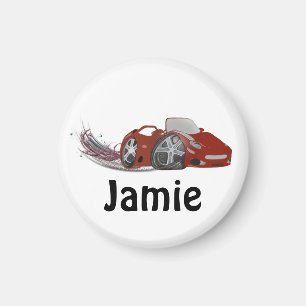 Aimant rouge de voiture de bande dessinée