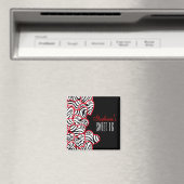 Aimant Rouge doux élégant 16 Zebra Heart Design Nom (In Situ (Lave-vaisselle))