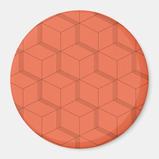 Aimant Rouge, dynamique, rétro, cool tendance ligne cube (Devant)