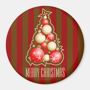 Aimant Rouge et arbre de Noël de bulles d'or