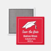 Aimant Rouge et blanc Enregistrer la Date Graduation Part (Recto/Verso)
