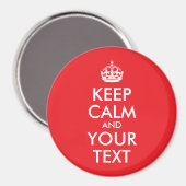 Aimant Rouge et blanc Gardez le calme et votre texte (Recto/Verso)