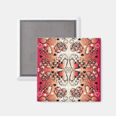 Aimant Rouge et blanc Whimsical Romantic Hearts motif (Recto/Verso)