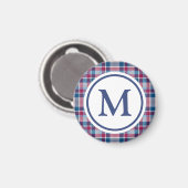 Aimant Rouge et Bleu Plaid Classique Monogramme (Recto/Verso)