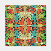 Aimant Rouge et vert Whimsical Romantique Coeurs motif (Devant)