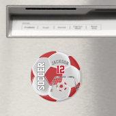 Aimant Rouge foncé et blanc Personnaliser le ballon de fo (In Situ (Lave-vaisselle))