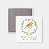 Aimant Rouge-gorge, oiseau de Noël (Recto/Verso)