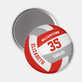 Aimant rouge gris école couleurs volleyball (Recto/Verso)