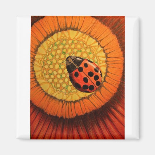 Aimant Rouge Ladybug Sur Fleur (Devant)