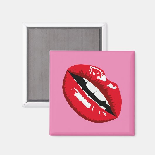 Aimant rouge lèvres baiser rétro 80's design fridge aiman (Recto/Verso)