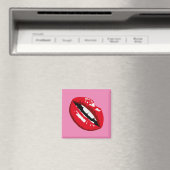 Aimant rouge lèvres baiser rétro 80's design fridge aiman (In Situ (Lave-vaisselle))