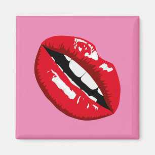Aimant rouge lèvres baiser rétro 80's design fridge aiman