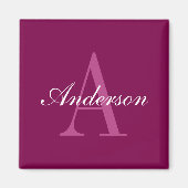 Aimant Rouge Magenta élégant, nom et monogramme rose et b (Devant)