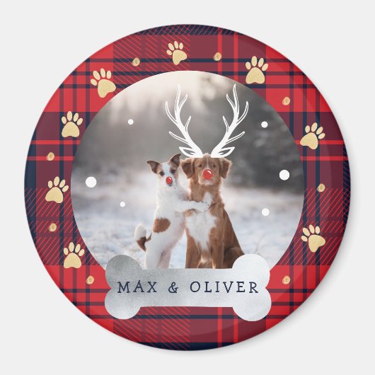 Aimant Rouge & Marine Blue Plaid & Gold Empreinte de patt (Devant)