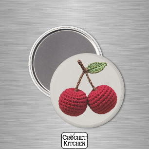 Aimant Rouge minimaliste Grandma Fruit Crochet Cherry