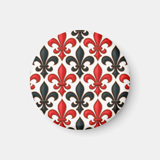 Aimant Rouge noir baroque Fleur de lis Motif Design (Devant)