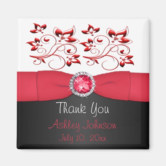 Aimant Rouge, noir et blanc Parti Favoriser l'aimant (Devant)