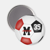 Aimant rouge noir garçons filles équipe de football coule (Recto/Verso)