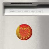 Aimant Rouge or Fleur de lis Coeur (In Situ (Lave-vaisselle))