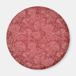 Aimant Rouge Paisley Damask Designer Floral Classic