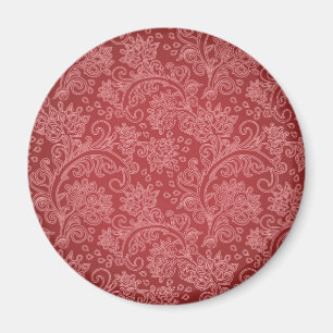 Aimant Rouge Paisley Damassé Designer Floral Vintage Clas