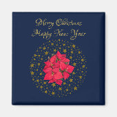 Aimant Rouge Poinsettia Plante sur un ciel étoilé brillan (Devant)