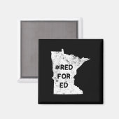 Aimant Rouge pour Ed Minnesota Enseignant Éducation publi (Recto/Verso)