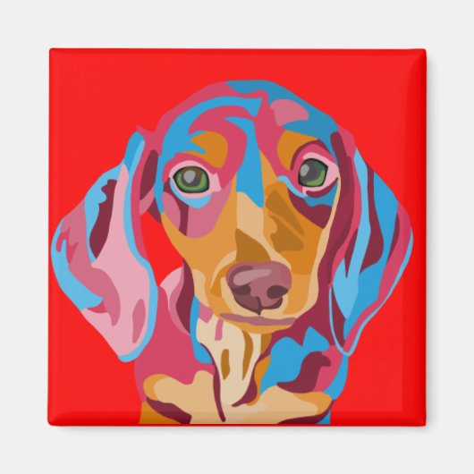 Aimant Rouge Réfrigérateur Dachshund (Devant)