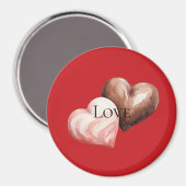 Aimant Rouge Romantique Chocolat Coeurs fraises (Recto/Verso)