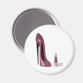 Aimant Rouge Stiletto Chaussure et bâton à lèvres (Recto/Verso)
