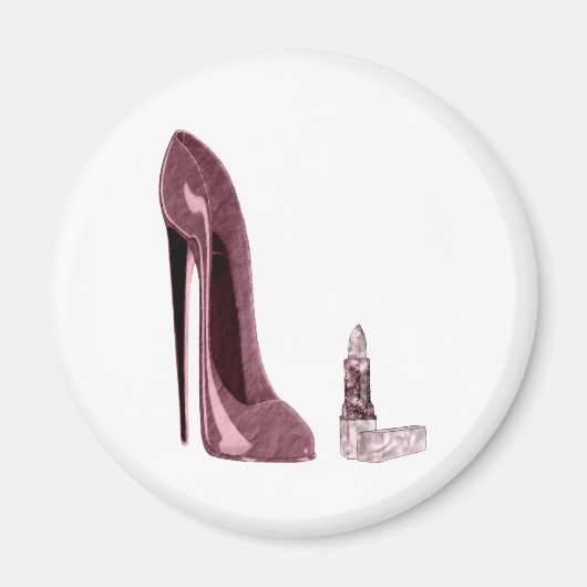 Aimant Rouge Stiletto Chaussure et bâton à lèvres (Devant)
