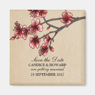 Aimant Rouge Vintage cerise fleurs Enregistrer l'aimant d