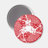 Aimant Rouge Whirling Koi Carp Groupe de poisson sur mesu (Recto/Verso)