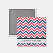 Aimant Rouges Bleus Blanc Lignes Zig Zag Géométrique Base (Recto/Verso)
