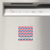 Aimant Rouges Bleus Blanc Lignes Zig Zag Géométrique Base (In Situ (Lave-vaisselle))
