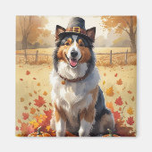 Aimant Rough Collie À L'Automne Feuilles Thanksgiving Art (Devant)