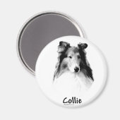 Aimant Rough Collie Charbon (Recto/Verso)