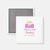 Aimant Roulons heureux 10e anniversaire ajouter nom retro (Recto/Verso)