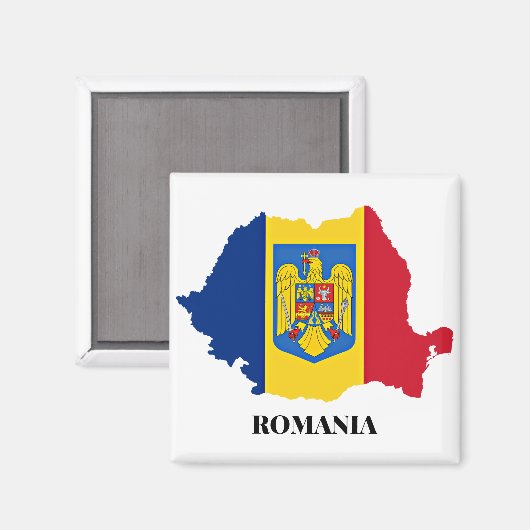 Aimant Roumanie Silhouette, étiquetée, (Recto/Verso)