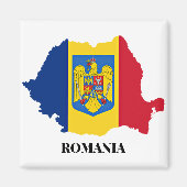 Aimant Roumanie Silhouette, étiquetée, (Devant)