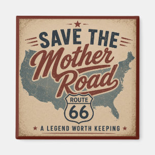 Aimant Route 66 Carte vintage des États-Unis Mother Road