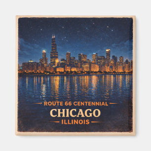 Aimant Route 66 Chicago Skyline Frigo Cadeau
