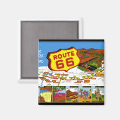 Aimant Route 66 De Los Angeles à Chicago (Recto/Verso)