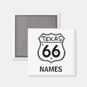 Aimant Route 66, TEXAS, Souviner (Recto/Verso)