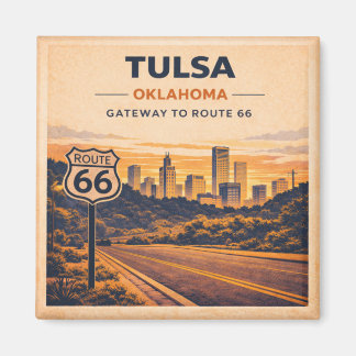 Aimant Route 66 Tulsa Oklahoma Ville patrimoniale Skyline